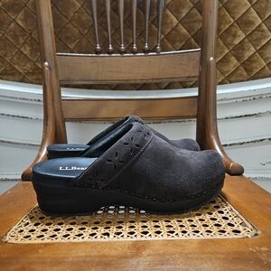 L.L. Bean Women's Brown Suede Clogs Comfort Preppy Cabincore Sz 7 Classic Boho